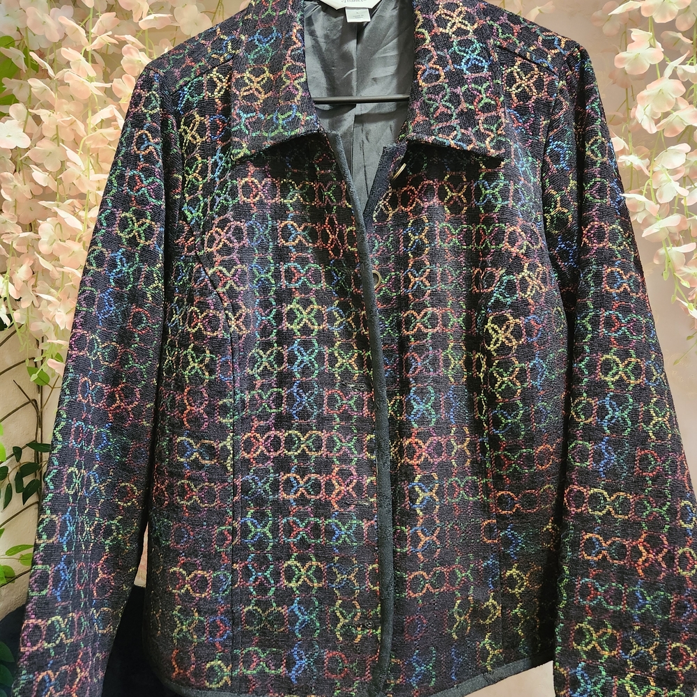 CJ Banks Black Blazer with Artistic Design